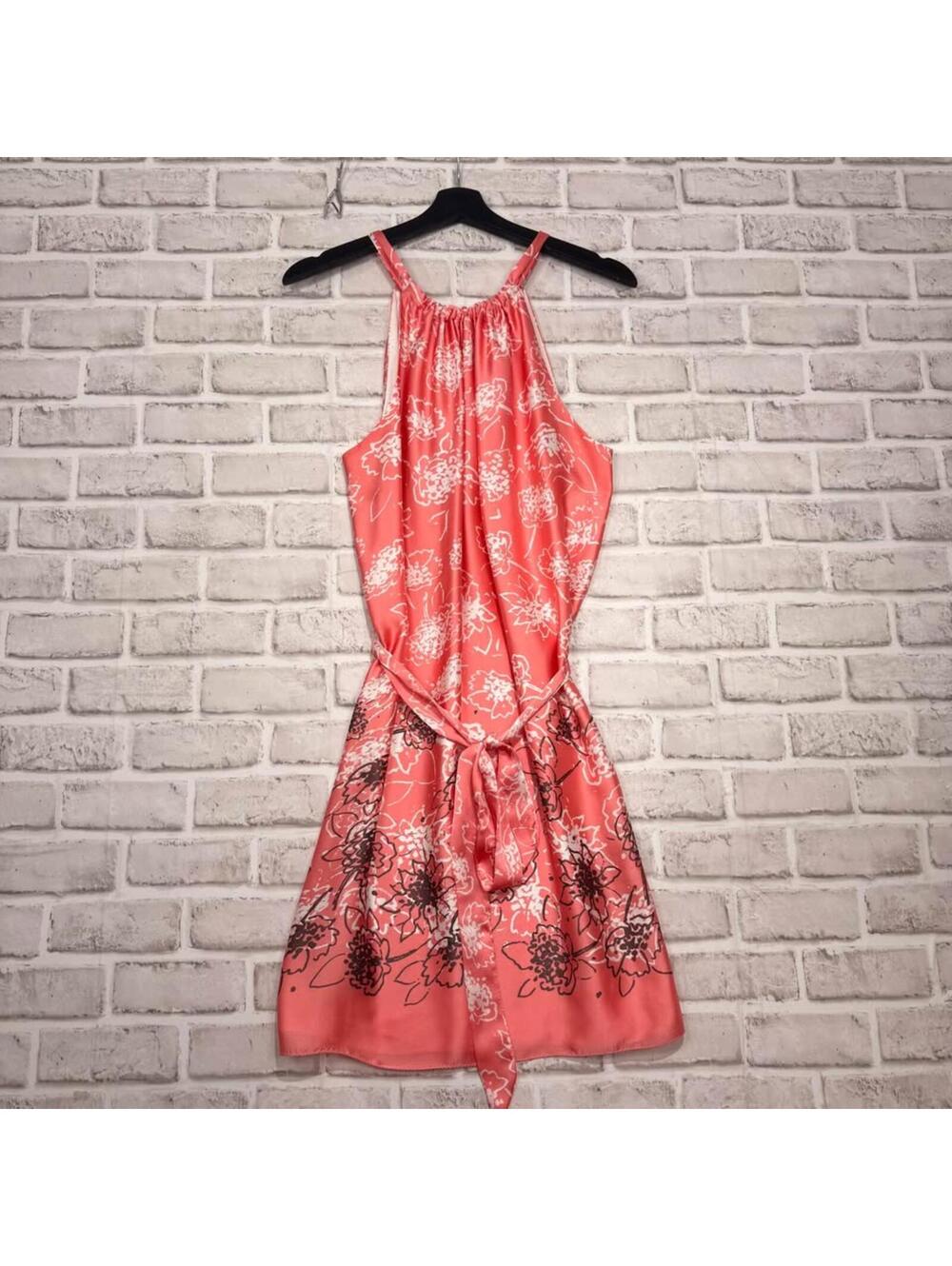 Max Studio Pink Floral High Neck Tank Dress Women's L